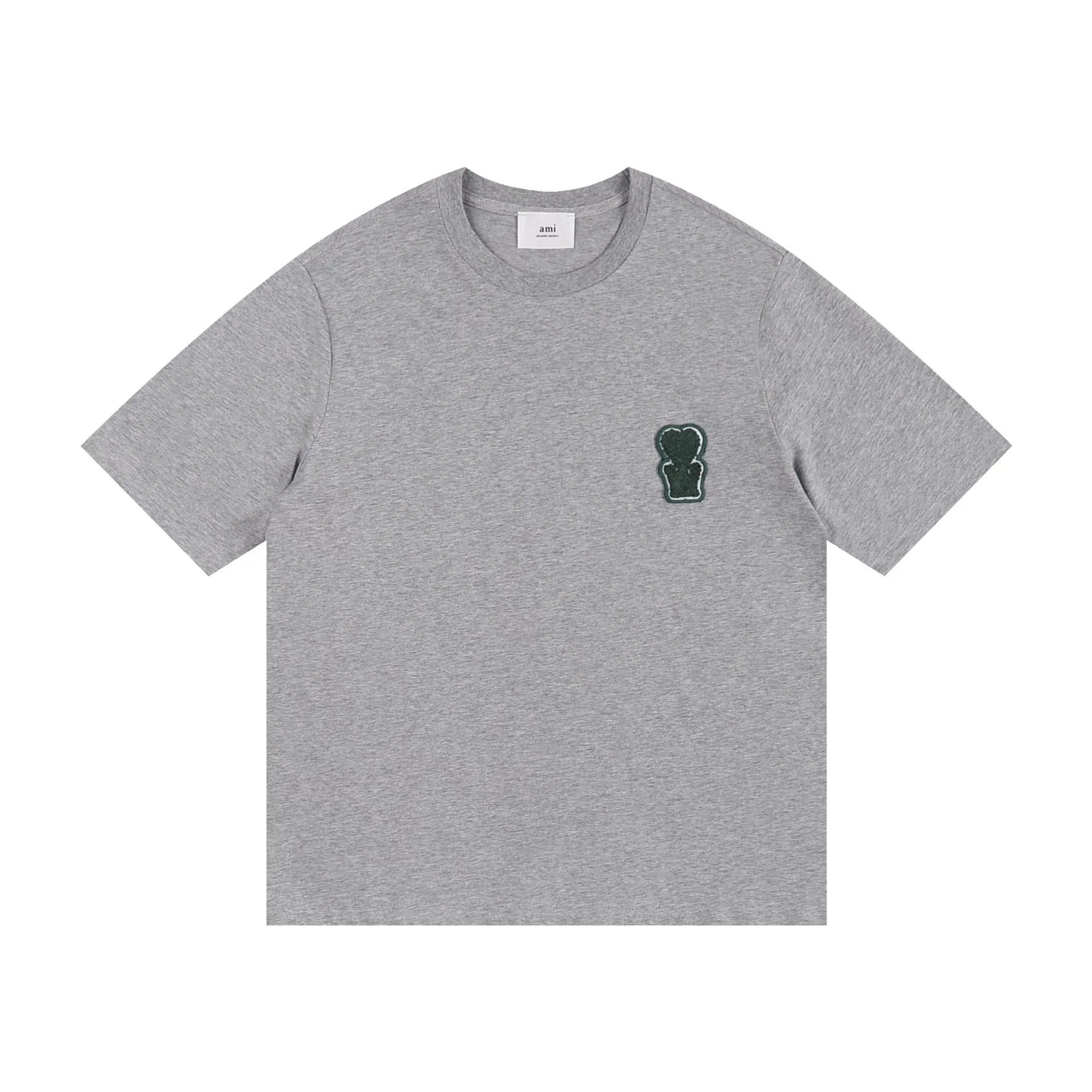 AMI Paris Logo Embroidered Beige T-Shirt - 19