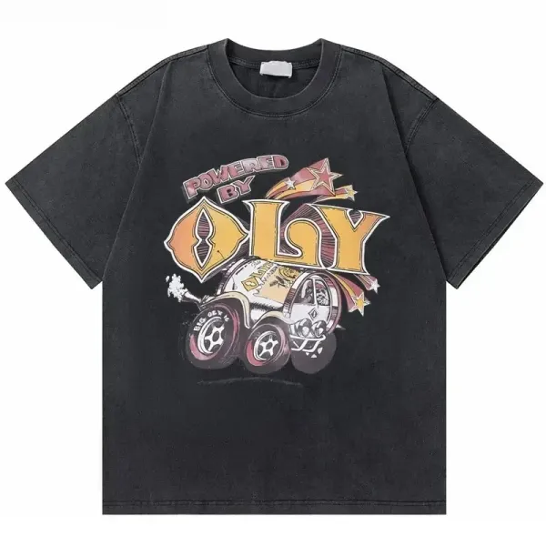Design Powered By OLY Graphic Print Washed Black T-Shirt T-Shirts - 1