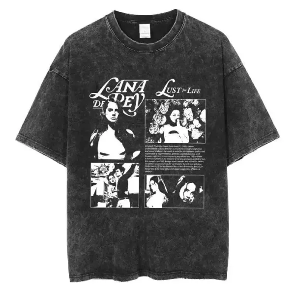 Design Lana Del Rey Lust for Life Graphic Acid Wash T-Shirt T-Shirts - 1