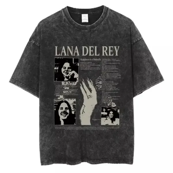 Design Lana Del Rey Happiness Is a Butterfly Graphic Oversized T-Shirt T-Shirts - 1
