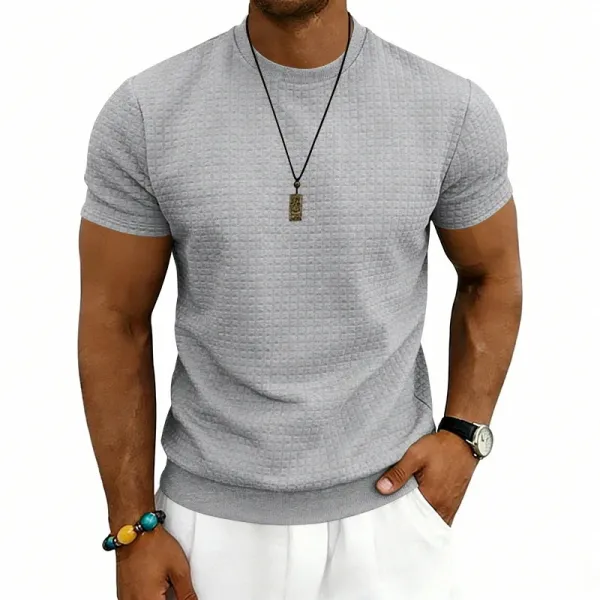 Design Textured Knit Navy T-Shirt - 17