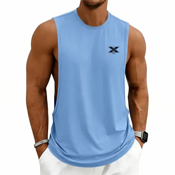 Design X Logo Cut-Out Sleeveless Tank Beige Vest-Top - 74