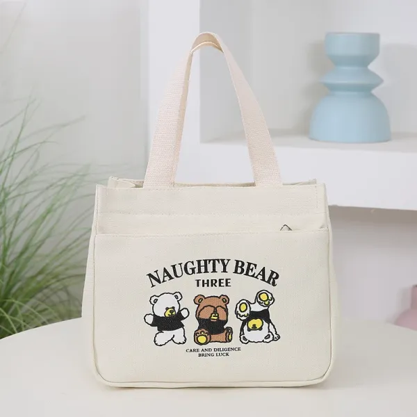 Design Naughty Bear Three Canvas Tote Bag Beige Tote Bag - 1