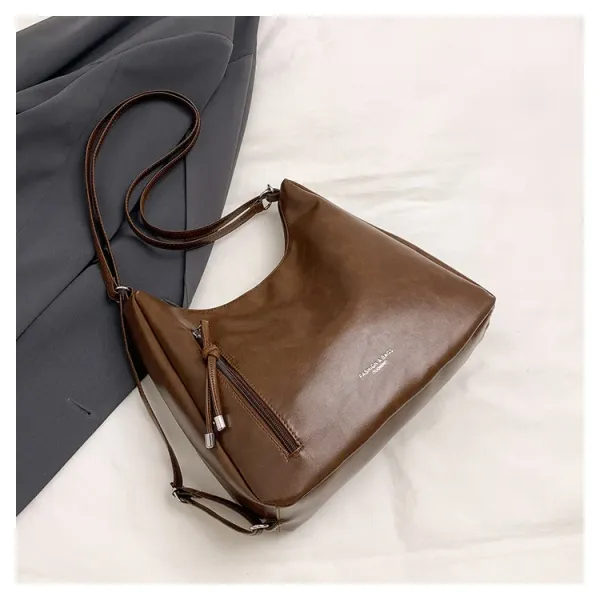 Design Fashion & Bags Hobo Bag Brown Leather-Effect Shoulder Bag Shoulder Bags - 30