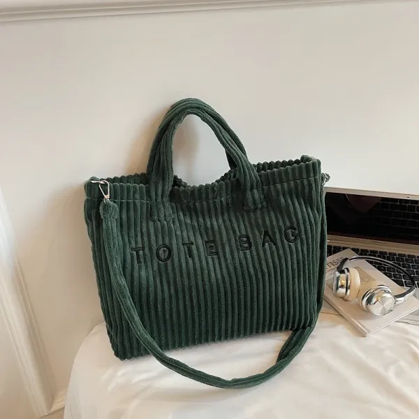 Design Corduroy Tote Bag Army Green - 1