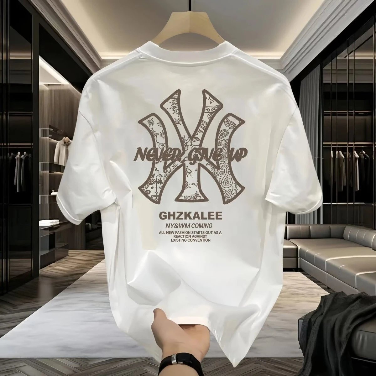 Design GHZKALEE NY&WM Coming Graphic Print White T-Shirt T-Shirts - 10