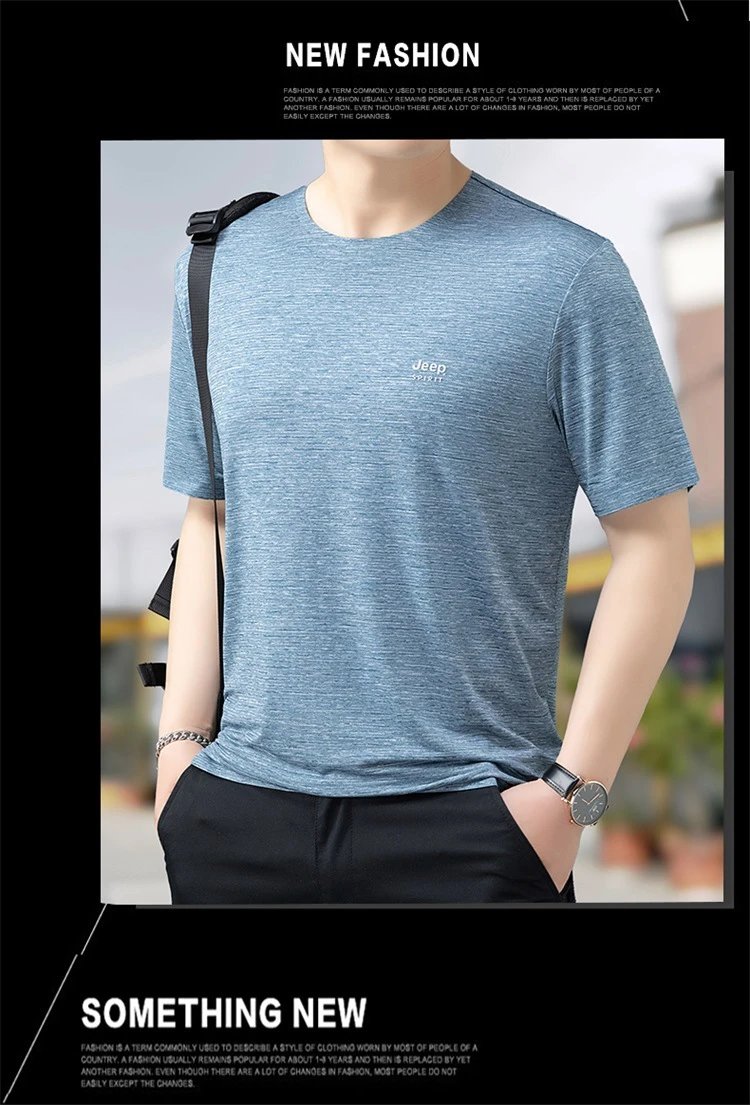 Design Jeep Spirit Marled Blue Short-Sleeve T-Shirt T-Shirts - 20