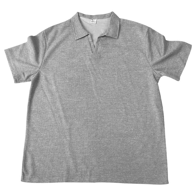 Design Waffle Knit Polo Shirt Light Gray Tops Polo - 11