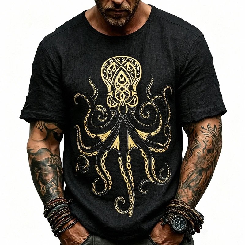 Design Octopus Embroidery Dusty Rose T-Shirt - 29