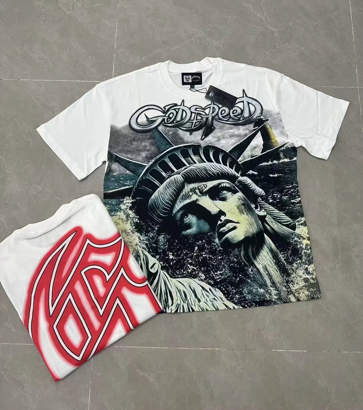 Godspeed Skate Skull Graphic T-Shirt White - 6
