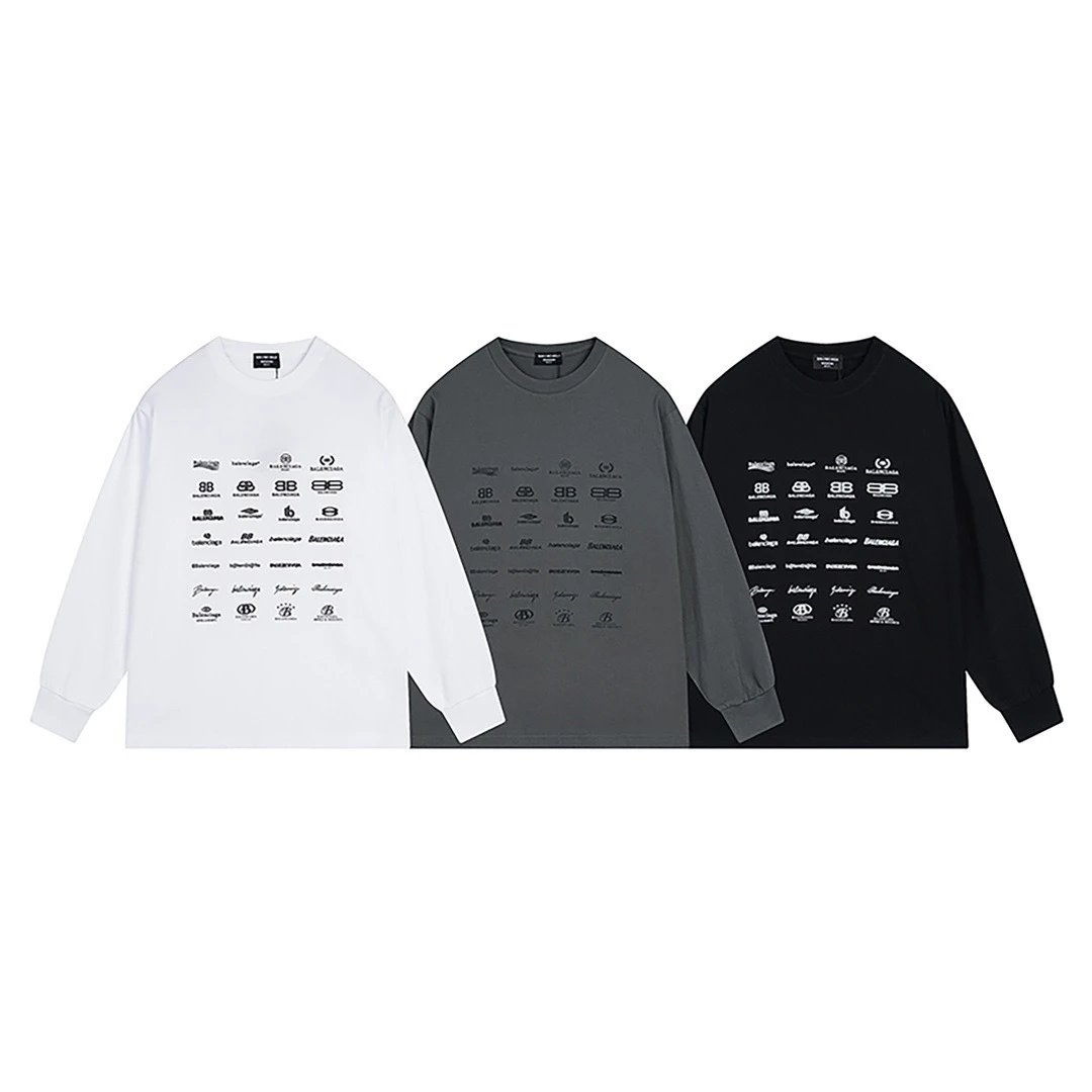 Balenciaga Distorted Logo Long-Sleeve T-Shirt White - 5