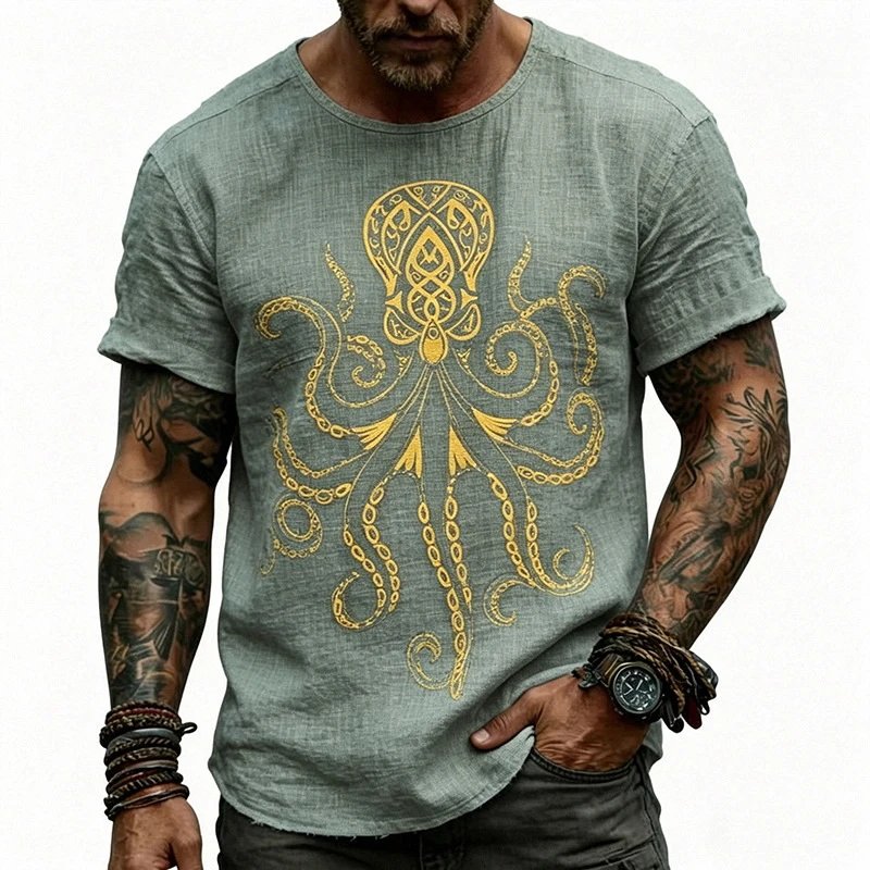 Design Octopus Embroidery Dusty Rose T-Shirt - 43