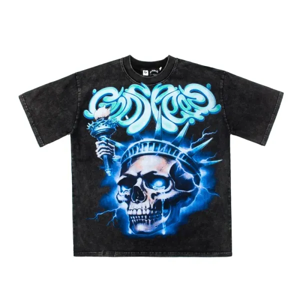 Godspeed Skeleton Newspaper Graphic T-Shirt Black - 21