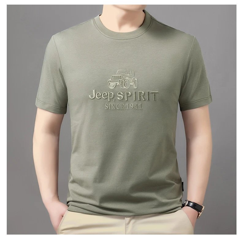 Design Jeep Spirit Graphic Embossed T-Shirt Charcoal Gray T-Shirt T-Shirts - 14