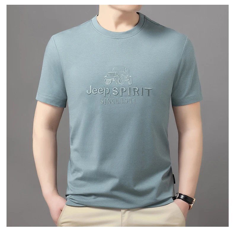Design Jeep Spirit Graphic Embossed T-Shirt Charcoal Gray T-Shirt T-Shirts - 17