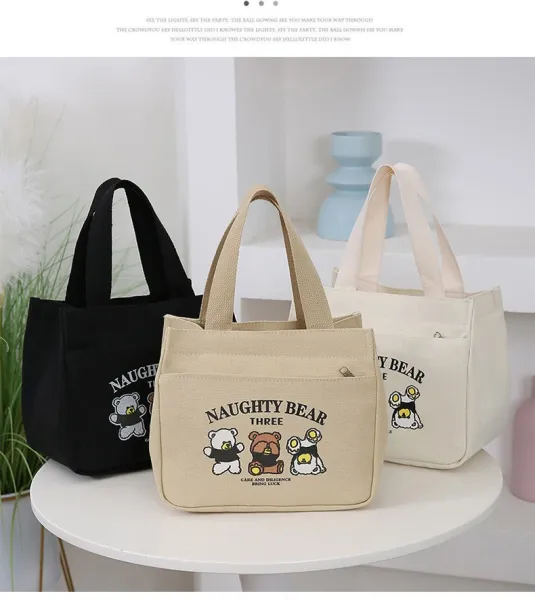 Design Naughty Bear Three Canvas Tote Bag Beige Tote Bag - 19