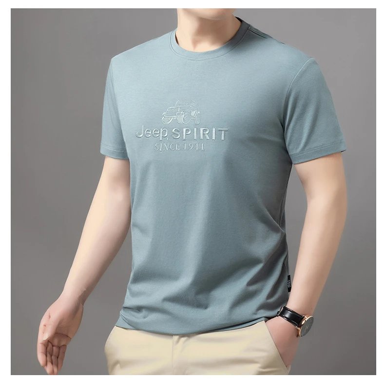 Design Jeep Spirit Graphic Embossed T-Shirt Charcoal Gray T-Shirt T-Shirts - 19
