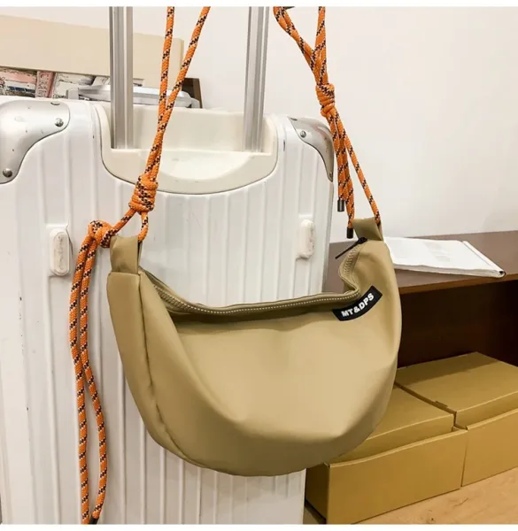 Design MT&DPs Saddle Bag Beige with Orange Rope Strap Crossbody Bag Crossbody Bags - 19