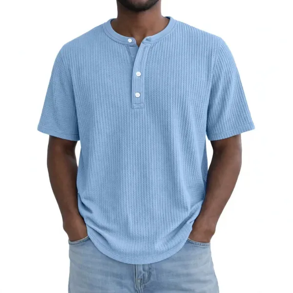 Design Gray Ribbed Henley T-Shirt T-Shirts - 2