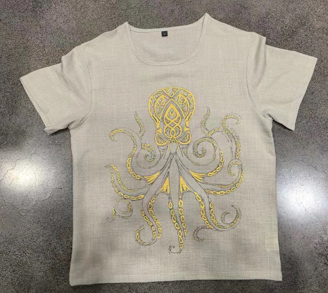 Design Octopus Embroidery Dusty Rose T-Shirt - 85