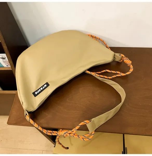 Design MT&DPs Saddle Bag Beige with Orange Rope Strap Crossbody Bag Crossbody Bags - 24