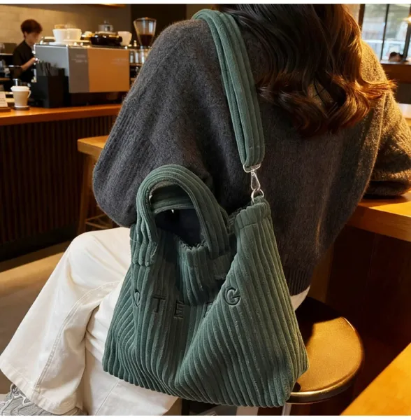 Design Corduroy Tote Bag Beige - 21