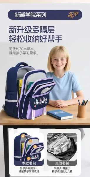 Design Kids School Backpack Navy Blue with Space Motif - 4