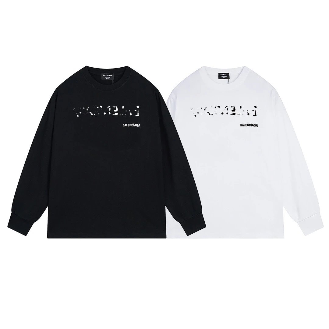 Balenciaga Distorted Logo Long-Sleeve T-Shirt White - 11