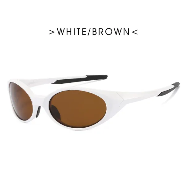 Design Sporty Oval Sunglasses White / Brown Eyewear - 1