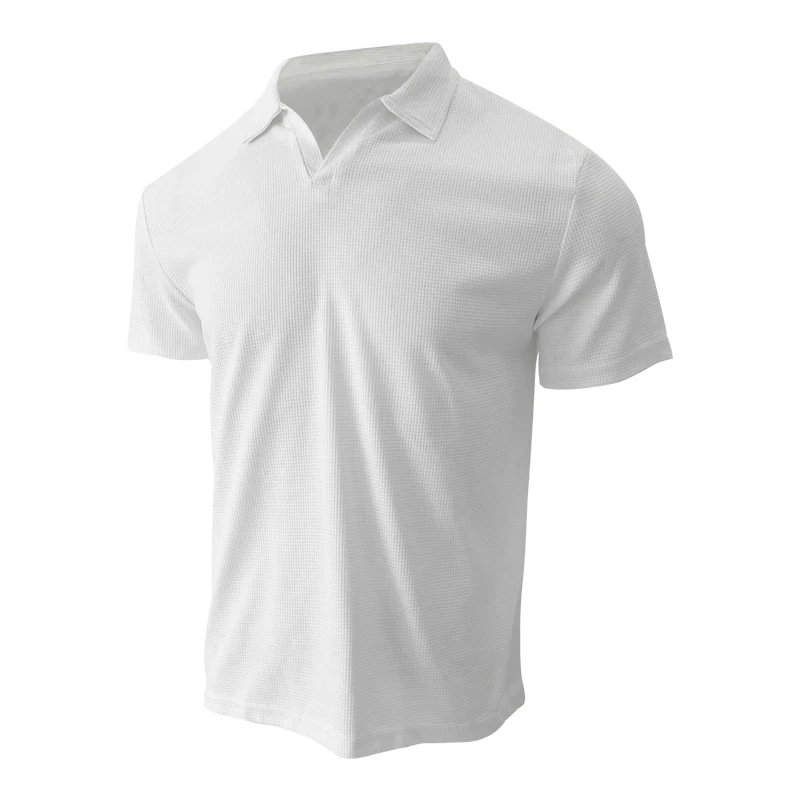 Design Waffle Knit Polo Shirt Light Gray Tops Polo - 20
