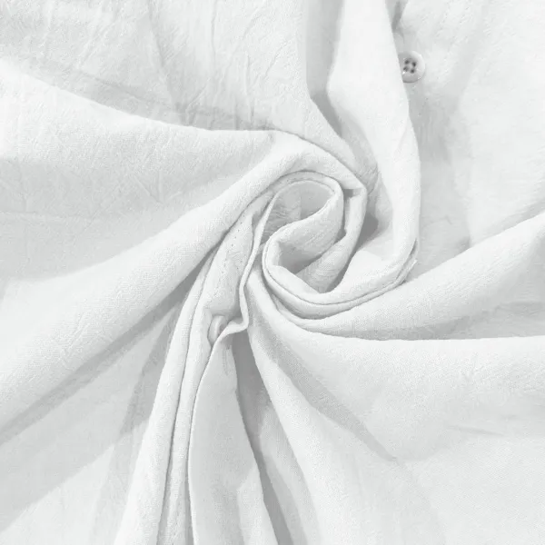 Design Linen Button-Up Shirt White Tops Shirt - 48