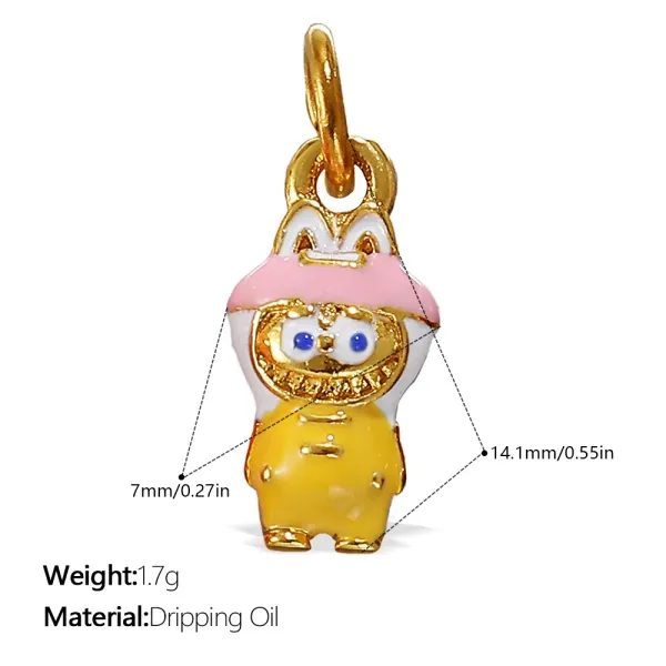 Design Dripping Oil Owl Charm Pendant in Gold, Pink, and Yellow Jewelry - 1