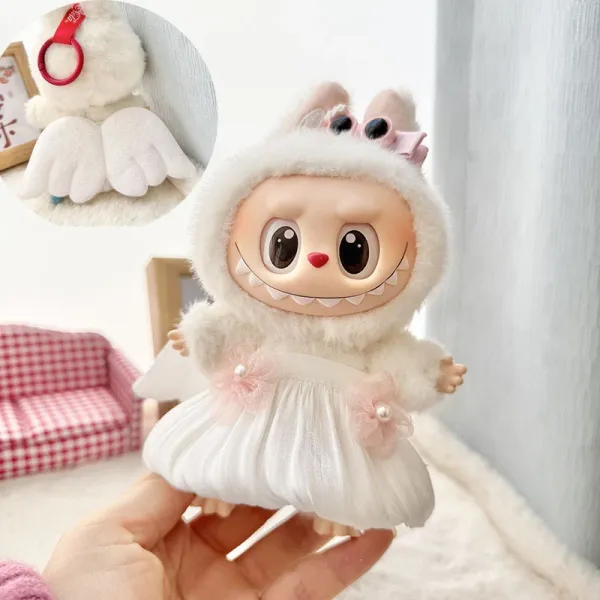 Pop Mart Labubu Angel Costume Doll White Plush Figure Accessories - 1