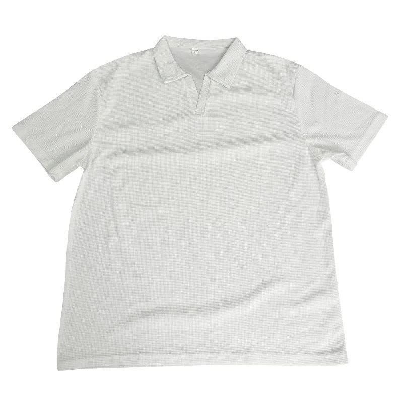 Design Waffle Knit Polo Shirt Light Gray Tops Polo - 24