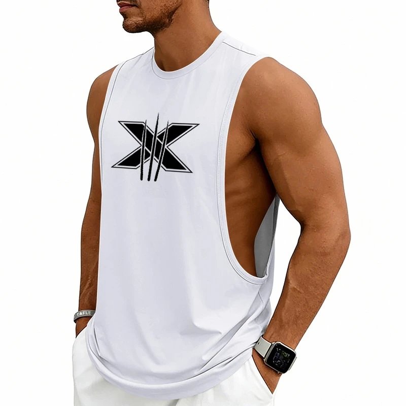 Design Graphic Logo Beige Muscle Tank Top Vest Top - 6