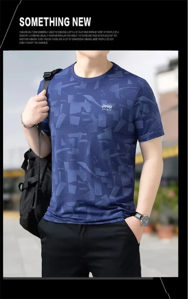 Design Jeep Spirit Geometric Print Navy T-Shirt T-Shirts - 15