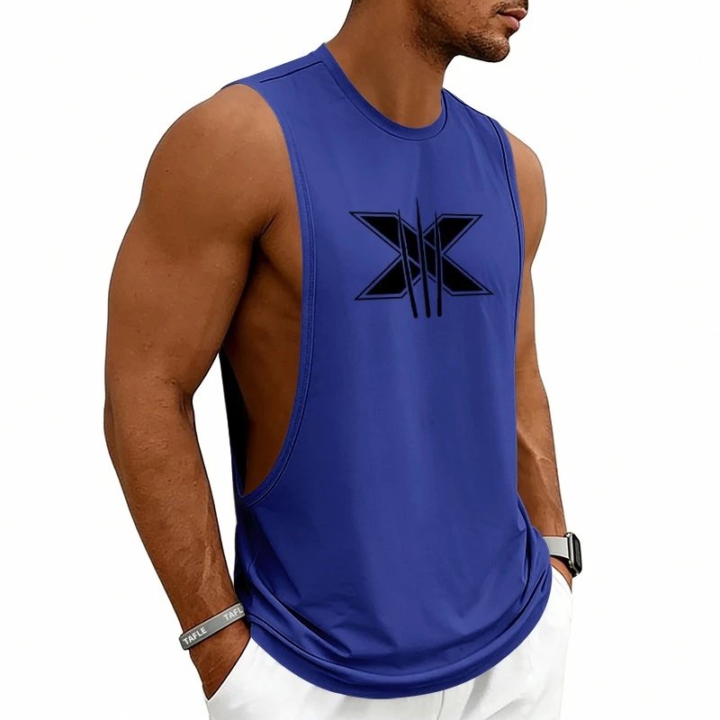 Design Graphic Logo Beige Muscle Tank Top Vest Top - 17