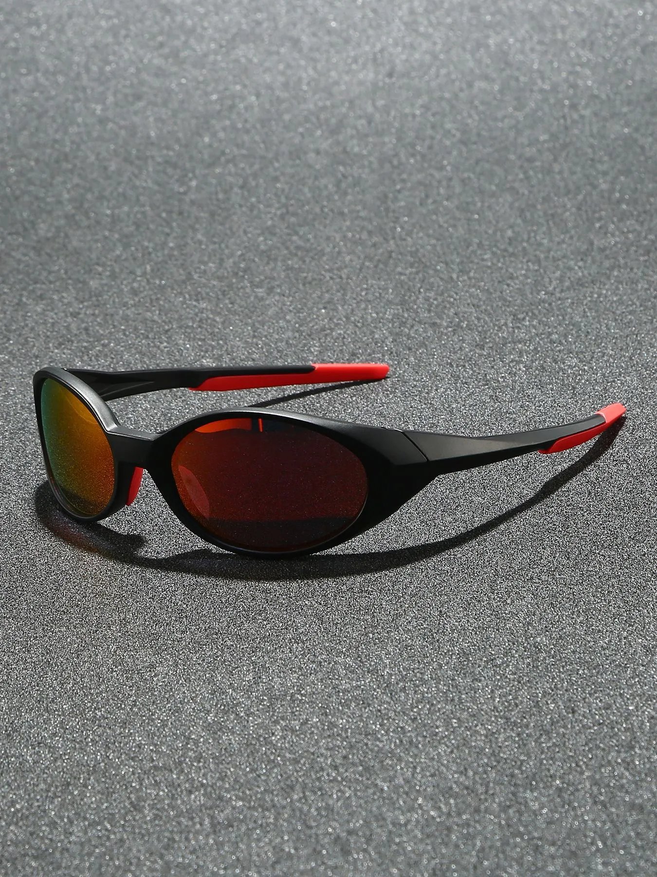 Design Sporty Wraparound Sunglasses Black / Red - 26