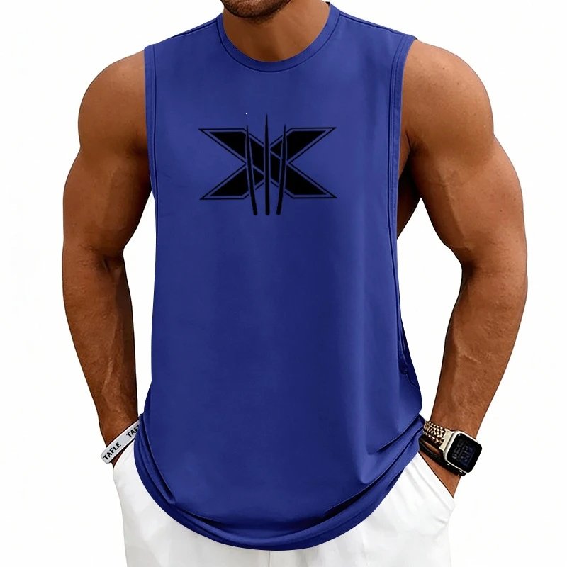 Design Graphic Logo Beige Muscle Tank Top Vest Top - 19