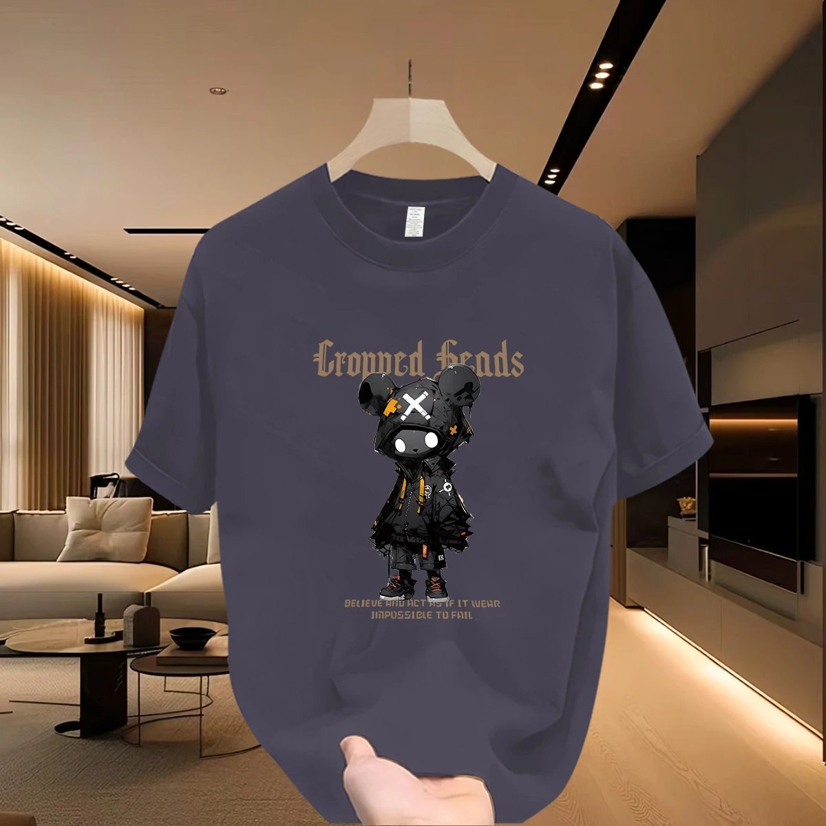 Design Graphic Print Navy T-Shirt Tops.t Shirts - 35