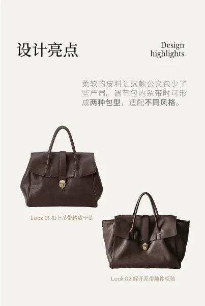 Design Structured Flap Lock Handbag Black - 6