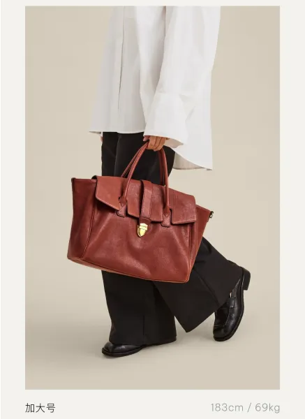 Design Structured Flap Lock Handbag Black - 20