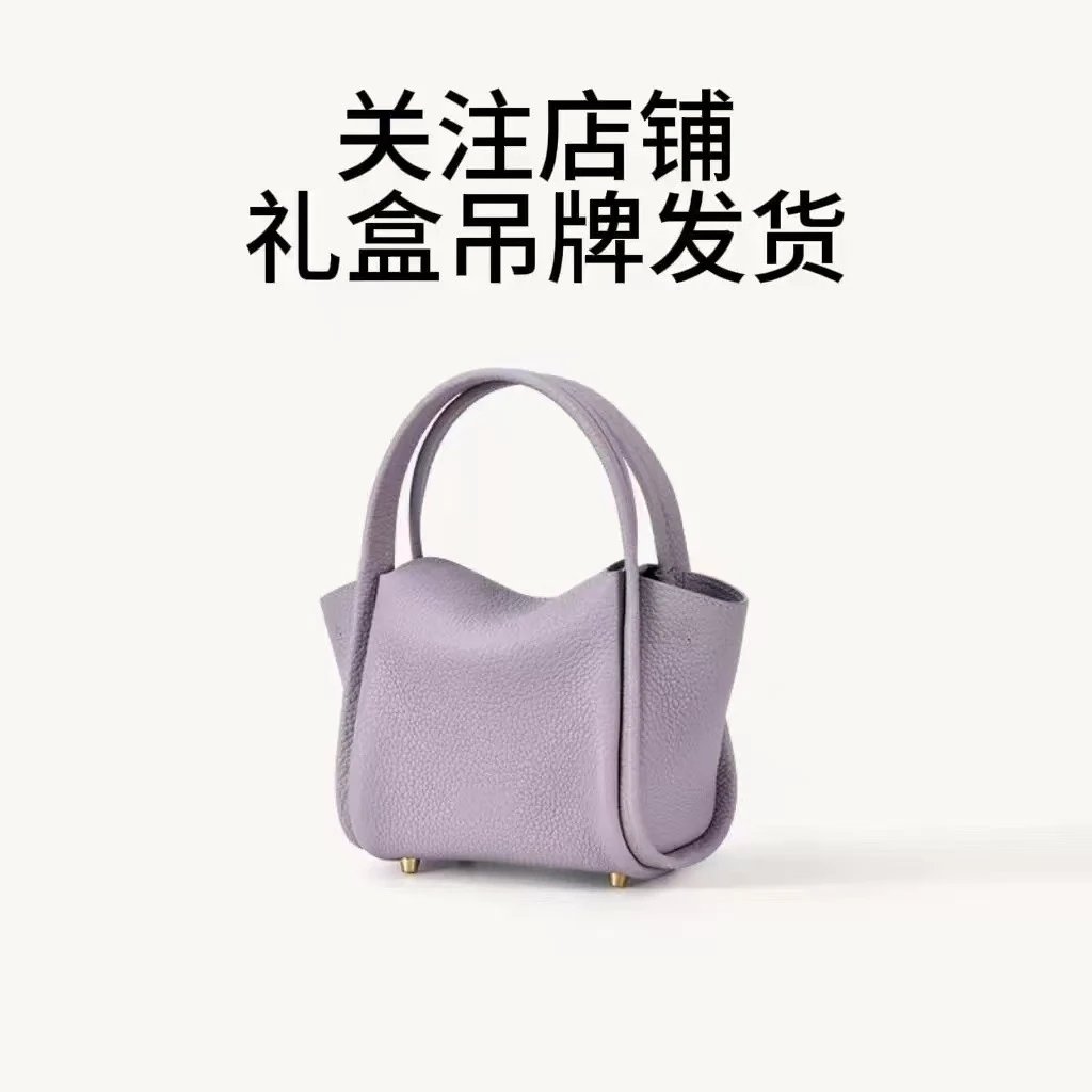 Mini Structured Top-Handle Handbag Beige Leather Handbag
