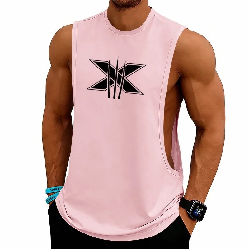 Design Graphic Logo Beige Muscle Tank Top Vest Top - 35