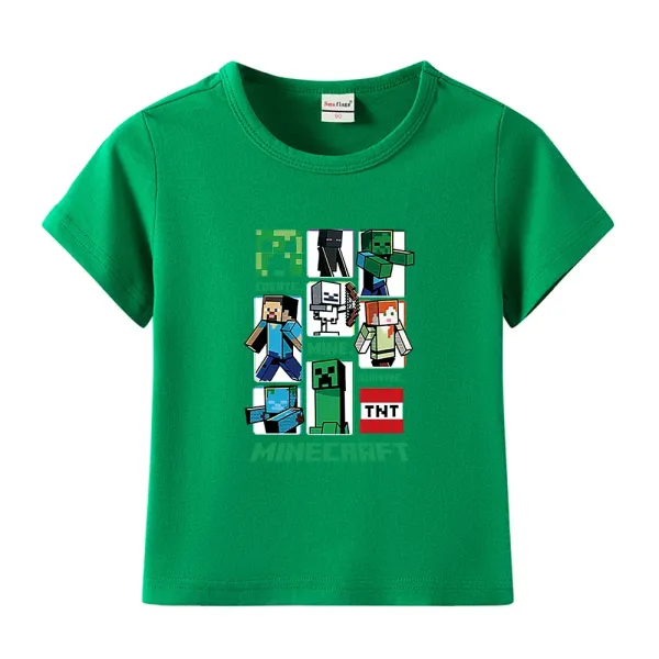 Design Minecraft Character Grid Green Kids T-Shirt Tops.t Shirts - 1