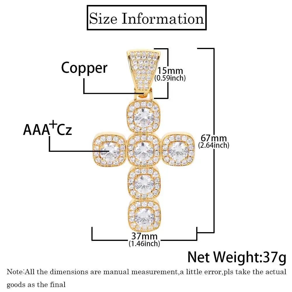 Design Cross Pendant Necklace Gold with Cubic Zirconia Jewelry - 7