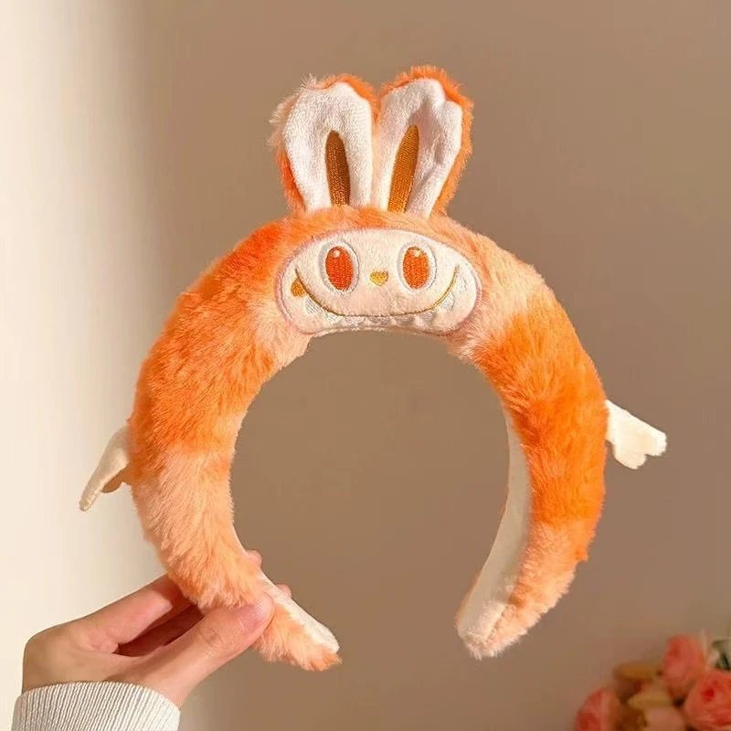 Design Plush Bunny Ears Headband Orange Hats