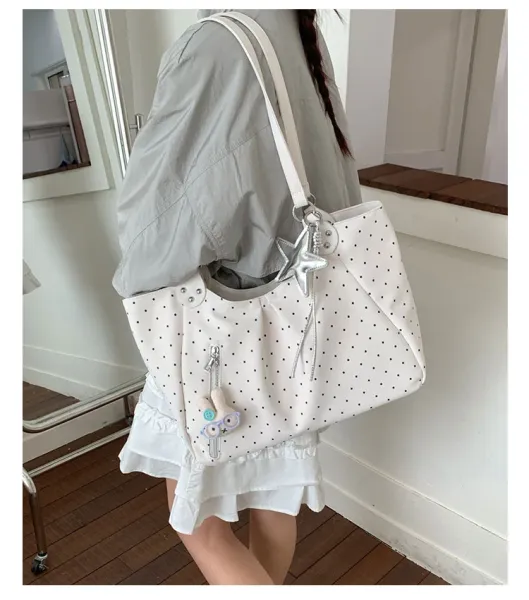 Design Polka Dot Tote Bag White - 32