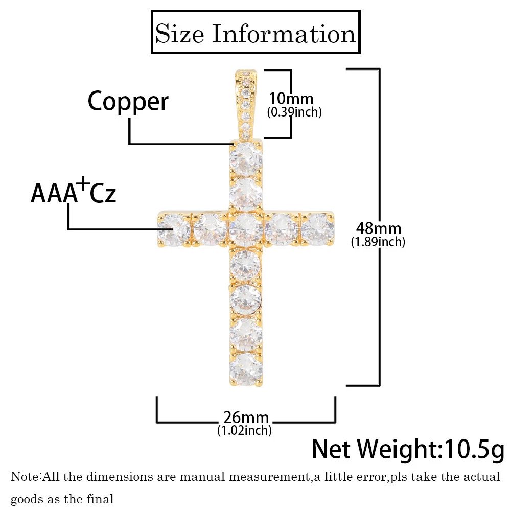 Design Cross Pendant Necklace Gold with Cubic Zirconia Jewelry - 11
