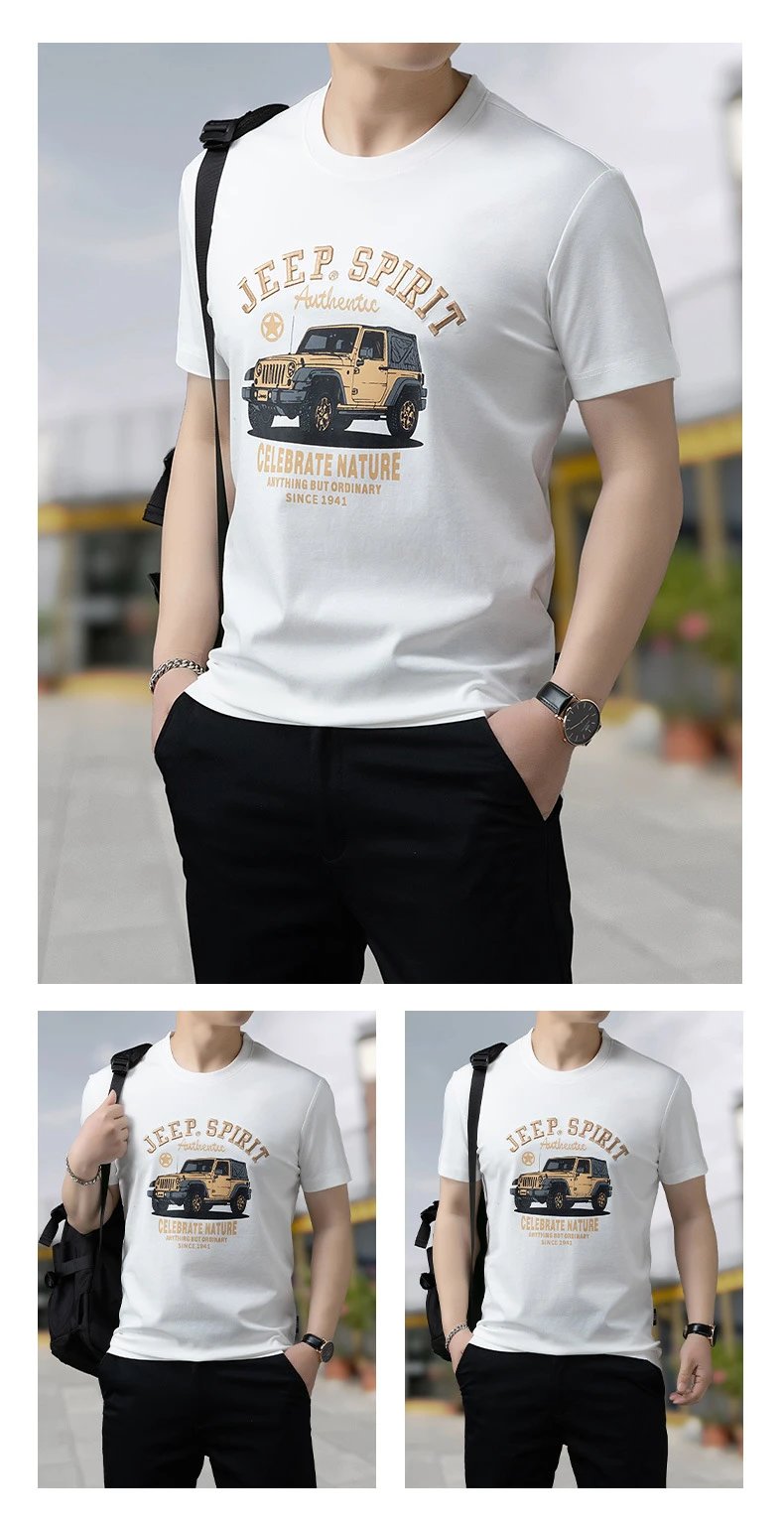 Design Jeep Spirit Graphic Print White T-Shirt T-Shirts - 16